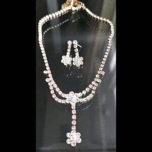 NEW Crystal necklace earring set prom bridesmaid flower girl